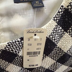 NWT Brooks Brothers Navy White Gingham Sleeveless Shift Dress Size 10
